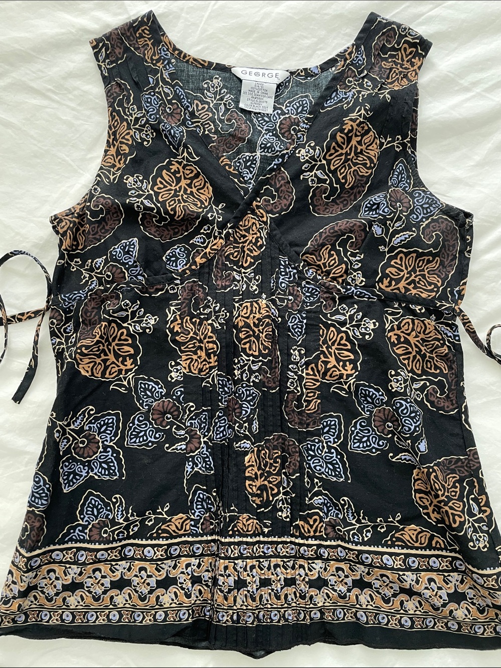 George Black batik print sleeveless cotton top
